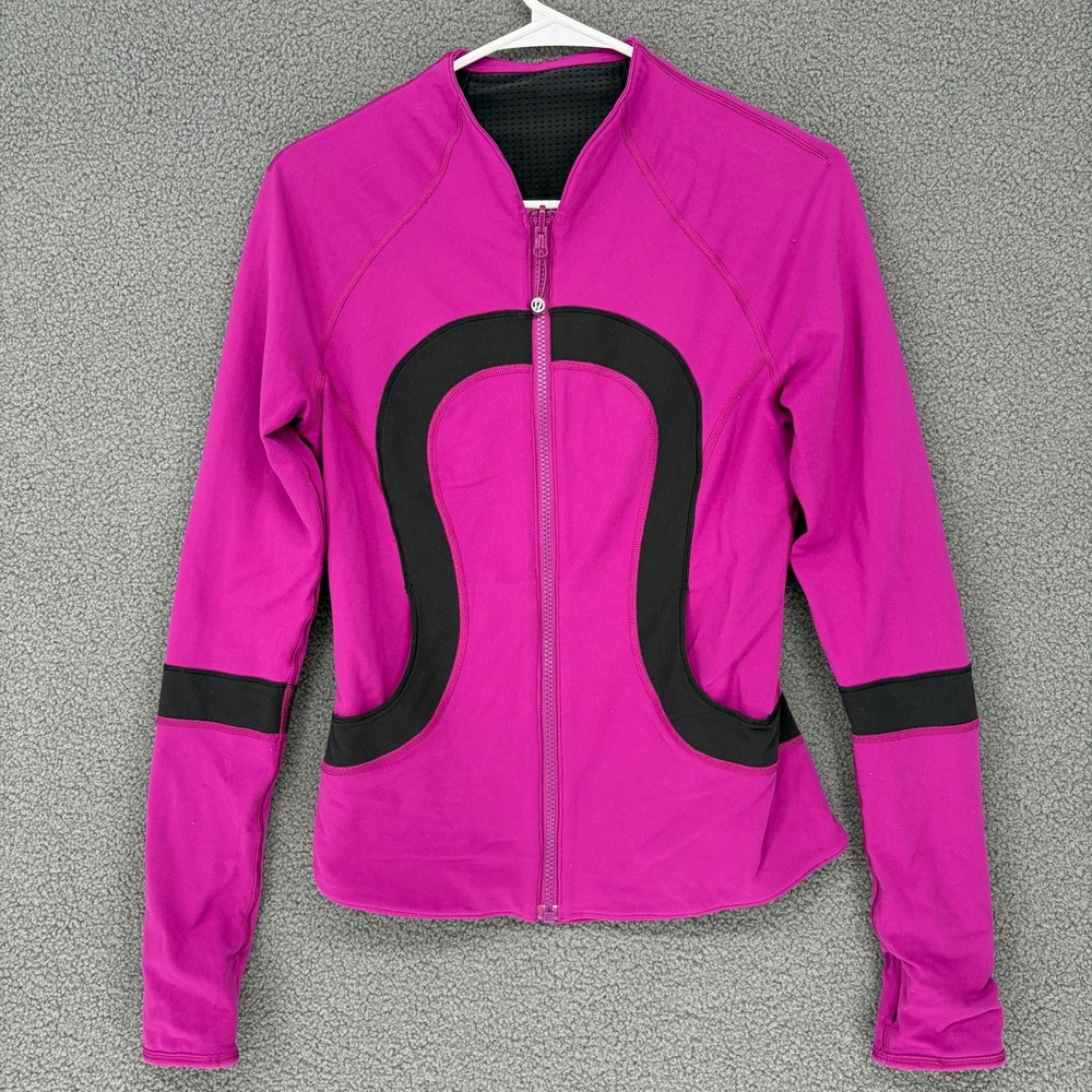 Lululemon Define Jacket Pink Magenta Black Full Zip Yoga Activewear Size 4